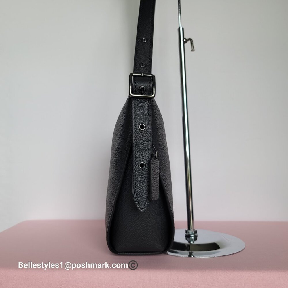 COACH Small Dufflette Pebbled Leather Crossbody Bag -Black color 🎈$189. - Picture 8 of 16